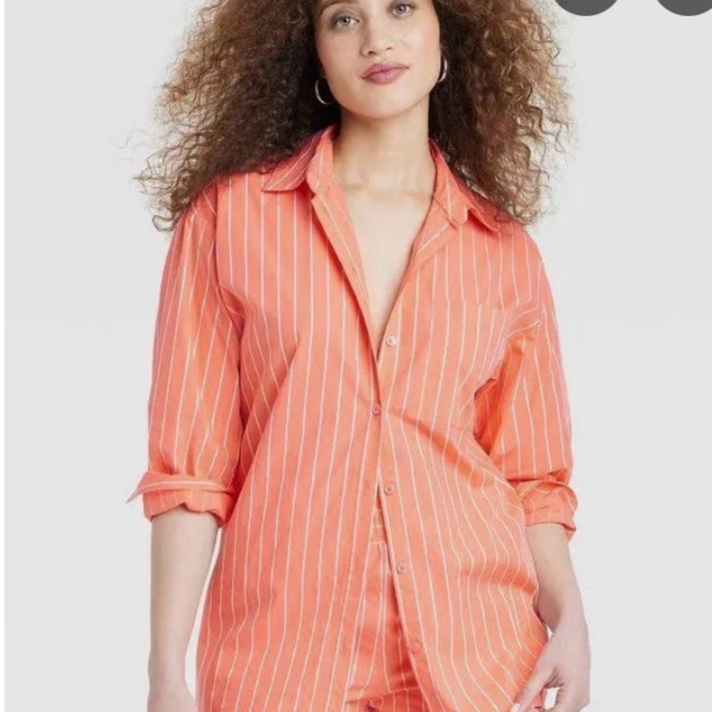 Target - A New Day - Orange Striped Button-Up Shirt